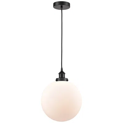 Innovations Lighting Beacon 12" Matte Black Mini Pendant W/ Matte White Shade