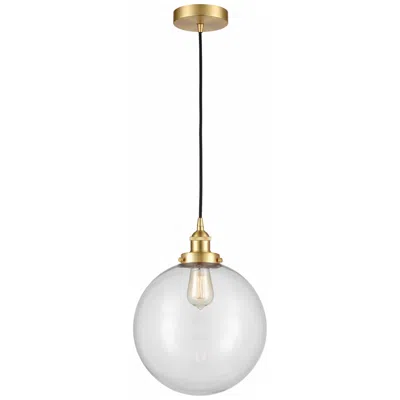 Innovations Lighting Beacon 12" Satin Gold Mini Pendant W/ Clear Shade