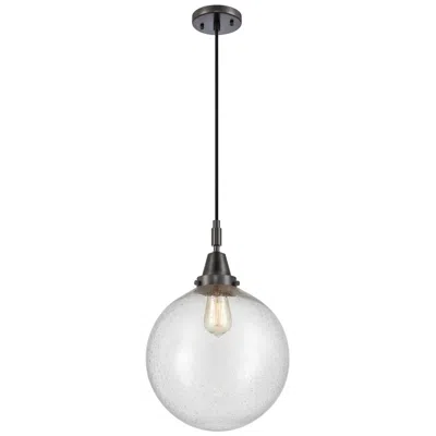 Innovations Lighting Beacon 12" Wide Matte Black Mini Pendant With Seedy Shade In Multi