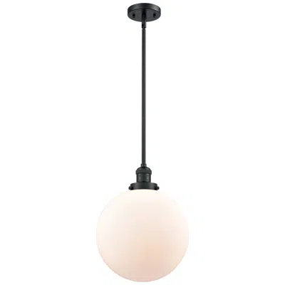 Innovations Lighting Beacon 12" Wide Matte Black Mini Pendant With White Glass
