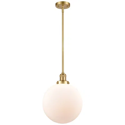 Innovations Lighting Beacon 12" Wide Satin Gold And White Glass Mini Pendant