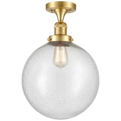 Innovations Lighting Beacon 12" Wide Satin Gold Semi Flush Mount W/ Seedy Shade