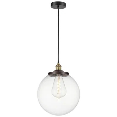 Innovations Lighting Beacon 13.75" Wide Black Brass Corded Mini Pendant With Clear Shade