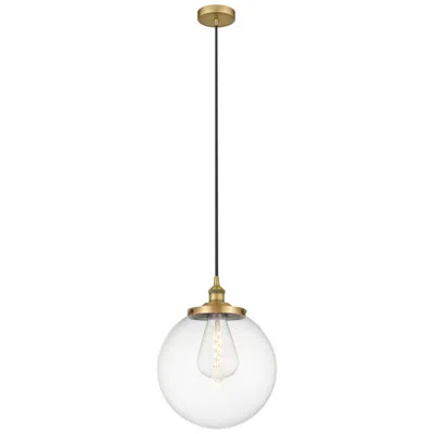 Innovations Lighting Beacon 13.75" Wide Brushed Brass Corded Mini Pendant W/ Clear Shade