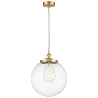 Innovations Lighting Beacon 13.75" Wide Satin Gold Corded Mini Pendant With Clear Shade