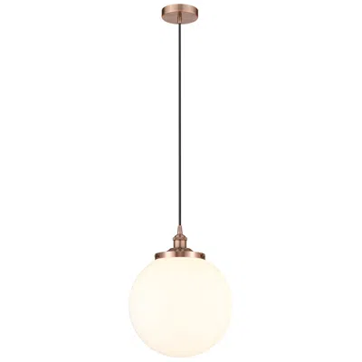 Innovations Lighting Beacon 13.75"w Antique Copper Corded Mini Pendant W/ Matte White Shade