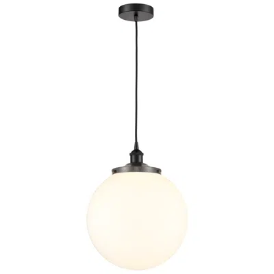 Innovations Lighting Beacon 13.75"w Matte Black Corded Mini Pendant W/ Matte White Shade