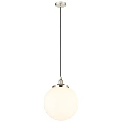 Innovations Lighting Beacon 13.75"w Polished Nickel Corded Mini Pendant W/ Matte White Shad