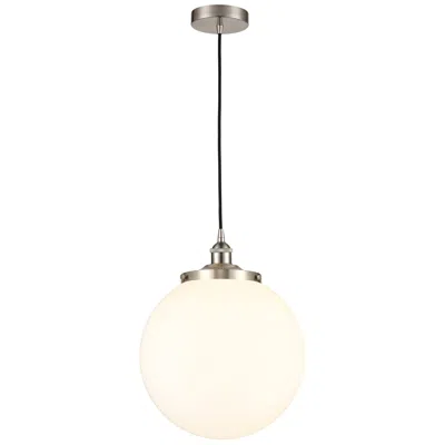 Innovations Lighting Beacon 13.75"w Satin Nickel Corded Mini Pendant W/ Matte White Shade