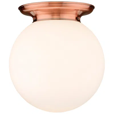 Innovations Lighting Beacon 14" Wide Antique Copper Flush Mount With Matte White Glass Shad