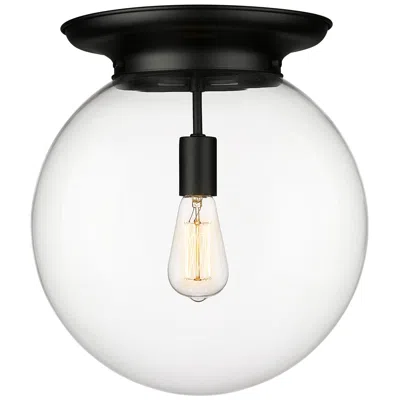 Innovations Lighting Beacon 14" Wide Matte Black Flush Mount With Clear Glass Shade
