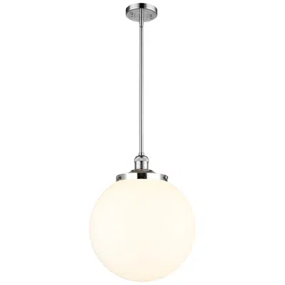 Innovations Lighting Beacon 14" Wide Polished Chrome Led Pendant With Matte White Shade In Silver