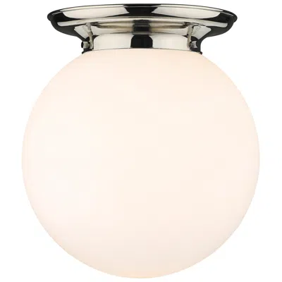 Innovations Lighting Beacon 14" Wide Polished Nickel Flush Mount With Matte White Glass Sha