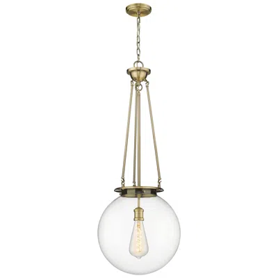 Innovations Lighting Beacon 15.75" Wide Antique Brass Pendant With Clear Glass Shade