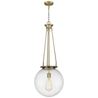 Innovations Lighting Beacon 15.75" Wide Antique Brass Pendant With Seedy Glass Shade