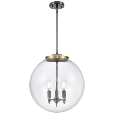 Innovations Lighting Beacon 16"w Black Antique Brass And Clear Glass 3-light Led Pendant