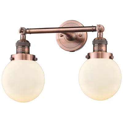 Innovations Lighting Beacon 17" 2-light Antique Copper Bath Light W/ Matte White Shade