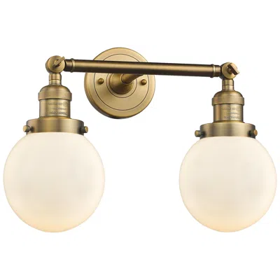 Innovations Lighting Beacon 17" 2-light Brushed Brass Bath Light W/ Matte White Shade