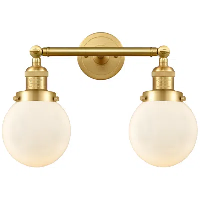 Innovations Lighting Beacon 17" 2-light Satin Gold Bath Light W/ Matte White Shade