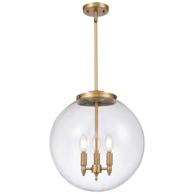 Innovations Lighting Beacon 17" 3 Light Brushed Brass Pendant W/ Clear Shade