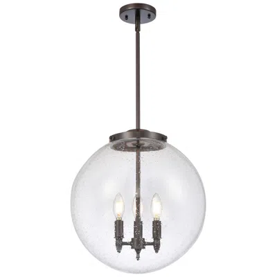 Innovations Lighting Beacon 17" 3 Light Oil Rubbed Bronze Pendant W/ Seedy Shade