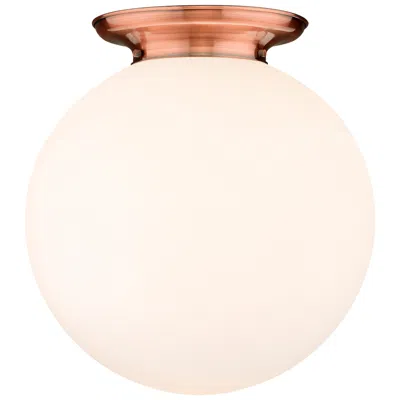 Innovations Lighting Beacon 17.75" Wide Antique Copper Flush Mount With Matte White Glass S