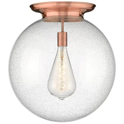 Innovations Lighting Beacon 17.75" Wide Antique Copper Flush Mount With Seedy Glass Shade