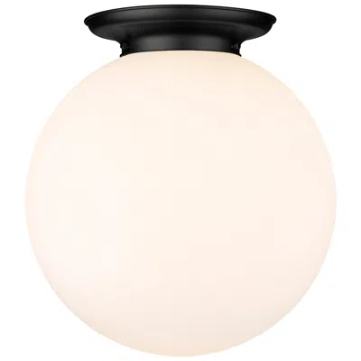 Innovations Lighting Beacon 17.75" Wide Matte Black Flush Mount With Matte White Glass Shad