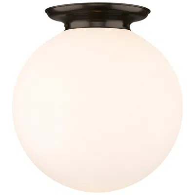 Innovations Lighting Beacon 17.75" Wide Oiled Brass Flush Mount With Matte White Glass Shad