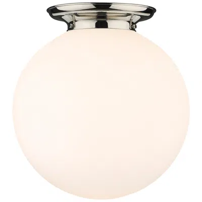Innovations Lighting Beacon 17.75" Wide Polished Nickel Flush Mount With Matte White Glass