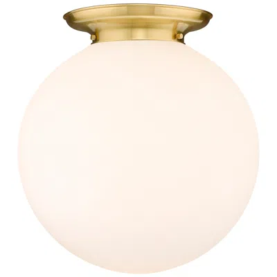 Innovations Lighting Beacon 17.75" Wide Satin Gold Flush Mount With Matte White Glass Shade