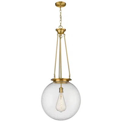 Innovations Lighting Beacon 17.75" Wide Satin Gold Pendant With Seedy Glass Shade