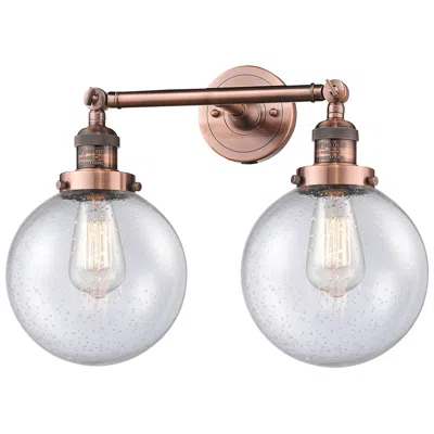 Innovations Lighting Beacon 19" 2-light Antique Copper Bath Light W/ Seedy Shade