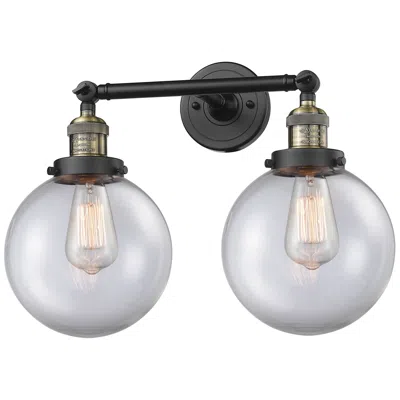 Innovations Lighting Beacon 19" 2-light Black Antique Brass Bath Light W/ Clear Shade