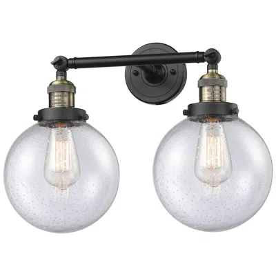 Innovations Lighting Beacon 19" 2-light Black Antique Brass Bath Light W/ Seedy Shade