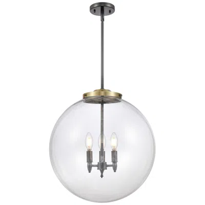Innovations Lighting Beacon 19" 3 Light Black Brass Pendant W/ Clear Shade