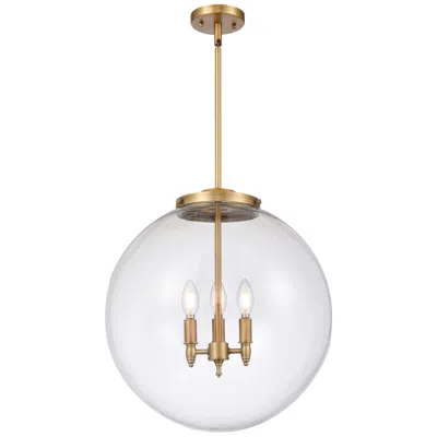 Innovations Lighting Beacon 19" 3 Light Brushed Brass Led Pendant W/ Clear Shade