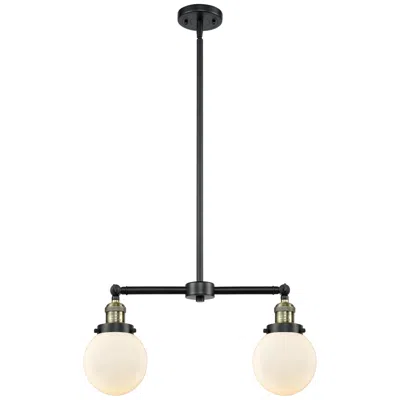Innovations Lighting Beacon - 2 Light 23" Island Light - Black Antique Brass  - Matte White