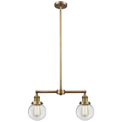 Innovations Lighting Beacon - 2 Light 23" Island Light - Brushed Brass  - Clear Shade