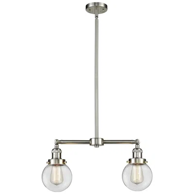 Innovations Lighting Beacon - 2 Light 23" Island Light - Brushed Satin Nickel  - Clear Shad