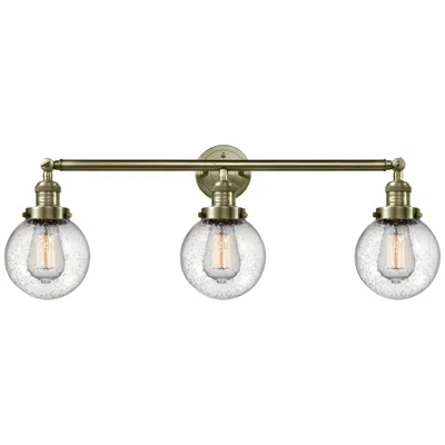 Innovations Lighting Beacon 3 Light 30" Led Bath Light - Antique Brass - Seedy Shade