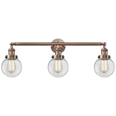 Innovations Lighting Beacon 3 Light 30" Led Bath Light - Antique Copper - Clear Shade