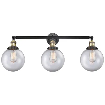 Innovations Lighting Beacon 3 Light 32" Led Bath Light - Black Antique Brass - Clear Shade