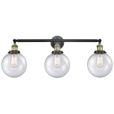 Innovations Lighting Beacon 3 Light 32" Led Bath Light - Black Antique Brass - Seedy Shade