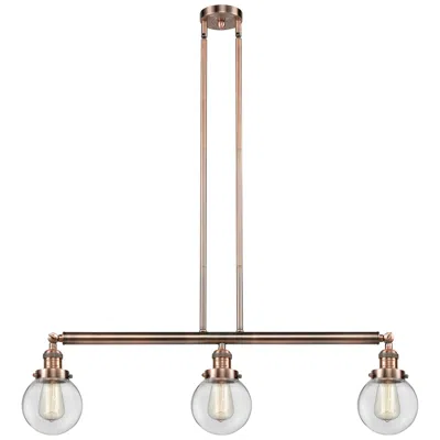Innovations Lighting Beacon 3 Light 39" Island Light - Antique Copper  - Clear Shade