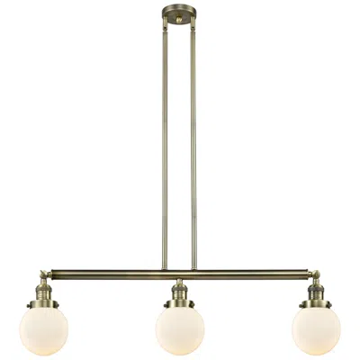 Innovations Lighting Beacon 3 Light 39" Led Island Light - Antique Brass  - Matte White Sha