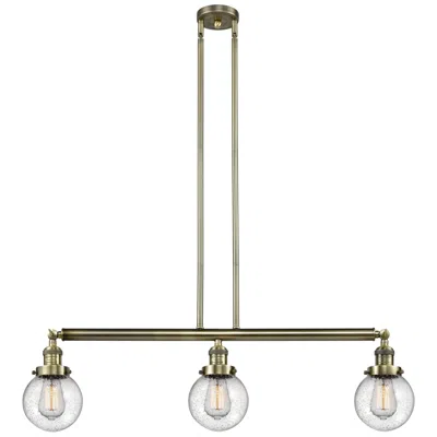Innovations Lighting Beacon 3 Light 39" Led Island Light - Antique Brass  - Seedy Shade