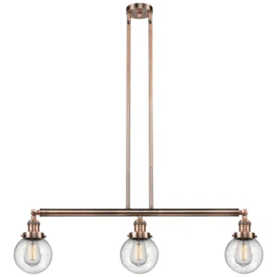 Innovations Lighting Beacon 3 Light 39" Led Island Light - Antique Copper  - Seedy Shade