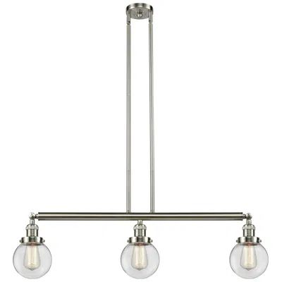 Innovations Lighting Beacon 3 Light 39" Led Island Light - Brushed Satin Nickel  - Clear Sh