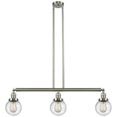 Innovations Lighting Beacon 3 Light 39" Led Island Light - Brushed Satin Nickel  - Seedy Sh
